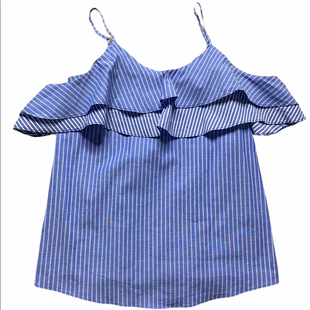 A New Day Striped Ruffled Tunic Tank Top Sz XS